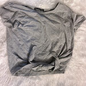 Boohoo Grey Crop Top